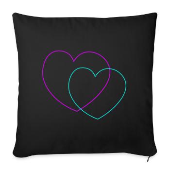 Heart Hearts Love Partenaire Partenariat Couple - Housse de coussin décorative 45 x 45 cm - noir - Devant