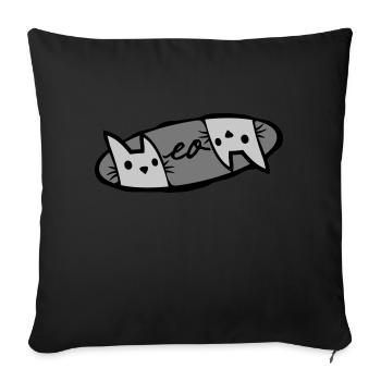 Meow 2 Katzen Logo - Sofakissenbezug 45 x 45 cm - Schwarz - Vorne