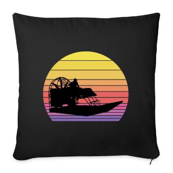 Vintage Rétro Airboat Fanboat Airboating Planeboat - Housse de coussin décorative 45 x 45 cm - noir - Devant