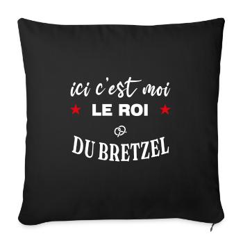 Ici c'est moi le roi du bretzel spécialité Alsace - Housse de coussin décorative 45 x 45 cm - noir - Devant