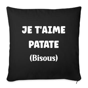 je t'aime patate - Housse de coussin décorative 45 x 45 cm - noir - Devant