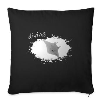 diving Manta - Sofakissenbezug 45 x 45 cm - Schwarz - Vorne