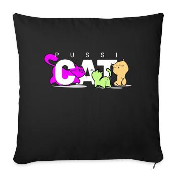 pussi chats blancs - Housse de coussin décorative 45 x 45 cm - noir - Devant