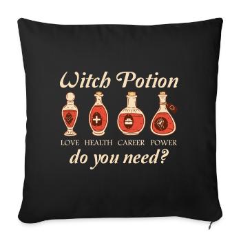 Witch Potion heidnische Hexerei Wicca Wortspiel - Sofakissenbezug 45 x 45 cm - Schwarz - Vorne