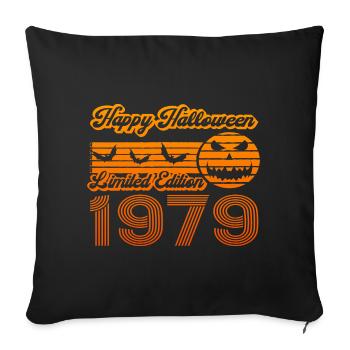 Halloween Citrouille Anniversaire Année de Construction 1979 Millésime - Housse de coussin décorative 45 x 45 cm - noir - Devant
