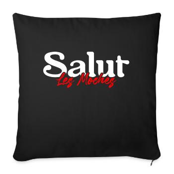 Salut les gens pas beaux - humour sarcasme - Housse de coussin décorative 45 x 45 cm - noir - Devant