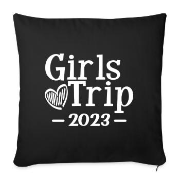 Voyage des filles 2023 Mignonnes Filles Voyage Week-end Vacances - Housse de coussin décorative 45 x 45 cm - noir - Devant