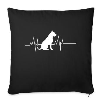 Pitbull Herzschlag - Sofakissenbezug 45 x 45 cm - Schwarz - Vorne