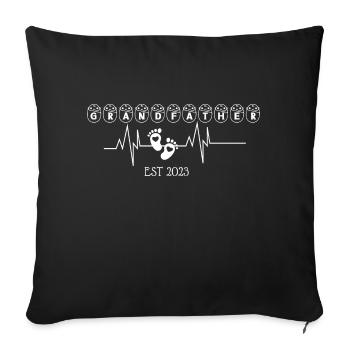 Grandfather EST 2003 Heartbeat - Sofa pillowcase 17,3'' x 17,3'' (45 x 45 cm) - black - Front