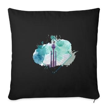 Dusseldorf Germany City Skyline Splash Colorful - Sofa pillowcase 17,3'' x 17,3'' (45 x 45 cm) - black - Front