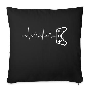 Gaming Zocken PS Konsole 5 Herzschlag Gamer - Sofakissenbezug 45 x 45 cm - Schwarz - Vorne