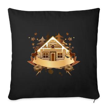 cozy log cabin with banners to label - Sofa pillowcase 17,3'' x 17,3'' (45 x 45 cm) - black - Front