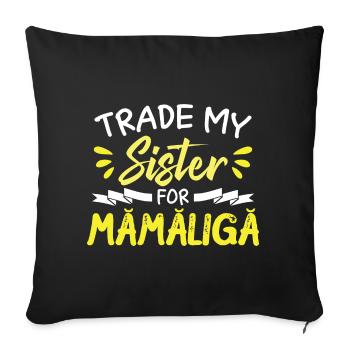 Funny Sister Romanian Food Mamaliga - Sofa pillowcase 17,3'' x 17,3'' (45 x 45 cm) - black - Front
