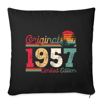 Né en 1957 66ème anniversaire Cadeau homme / femme - Housse de coussin décorative 45 x 45 cm - noir - Devant