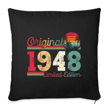Né en 1948 75e anniversaire Cadeau homme / femme - Housse de coussin décorative 45 x 45 cm - noir - Devant