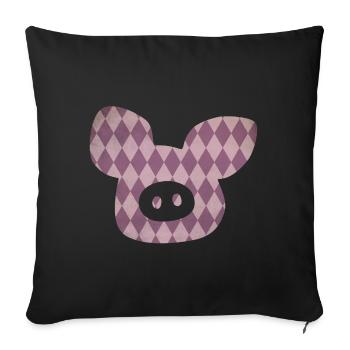 Tête de cochon Diamant Porte-bonheur Truie Porte-bonheur 2023 - Housse de coussin décorative 45 x 45 cm - noir - Devant