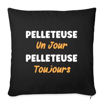 pelleteuse un jour pelleteuse toujours - Housse de coussin décorative 45 x 45 cm - noir - Devant
