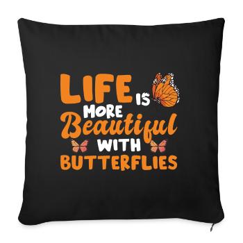 Butterfly Monarch - Sofa pillowcase 17,3'' x 17,3'' (45 x 45 cm) - black - Front