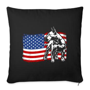 Anglais Bull Terrier America Flag Dogs Wilsigns - Housse de coussin décorative 45 x 45 cm - noir - Devant