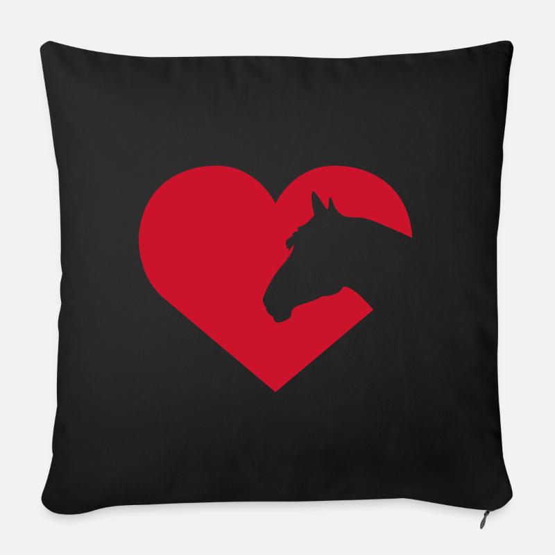 Cœur de cheval - Housse de coussin décorative 45 x 45 cm - noir