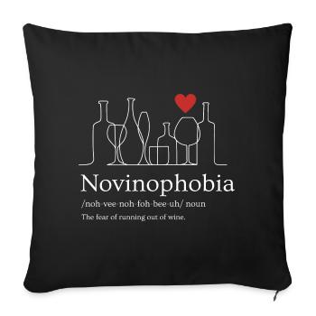 Novinophobie - Peur de manquer de vin - Drôle - Housse de coussin décorative 45 x 45 cm - noir - Devant