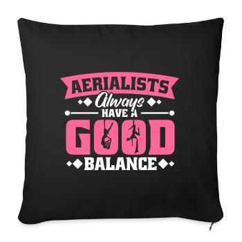 Aerial Silk / Aerial Yoga / Aerial Acrobatics Designs - Sofa pillowcase 17,3'' x 17,3'' (45 x 45 cm) - black - Front
