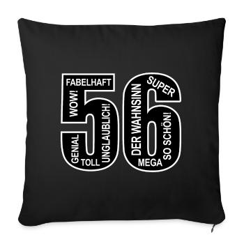 56. Geburtstag Wow Lustiges Motiv Nummer Ziffer 56 - Sofakissenbezug 45 x 45 cm - Schwarz - Vorne