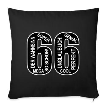 66. Geburtstag Wow Lustiges Motiv Nummer Ziffer 66 - Sofakissenbezug 45 x 45 cm - Schwarz - Vorne