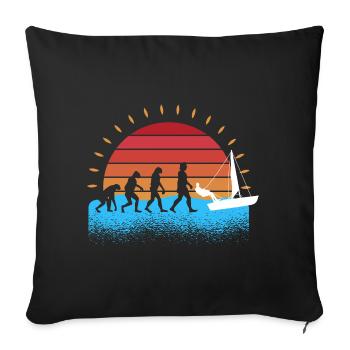 Evolution Segelboot Segler Segeln - Sofakissenbezug 45 x 45 cm - Schwarz - Vorne