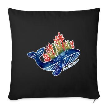 Whale Illustration with Coral | Protect the Sea - Sofa pillowcase 17,3'' x 17,3'' (45 x 45 cm) - black - Front