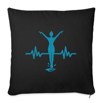 Heartbeat diver - water sports athlete - Sofa pillowcase 17,3'' x 17,3'' (45 x 45 cm) - black - Front