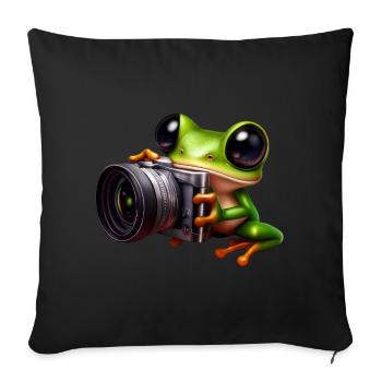 Frog photographer in action - Sofa pillowcase 17,3'' x 17,3'' (45 x 45 cm) - black - Front