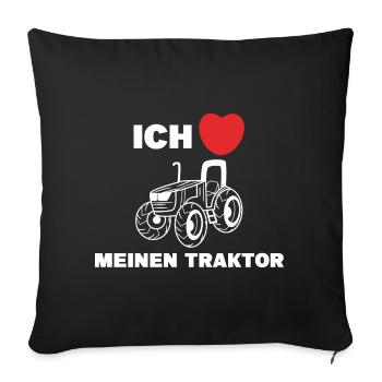 Herz Statement Ich Liebe Traktor Landmaschinen - Sofakissenbezug 45 x 45 cm - Schwarz - Vorne