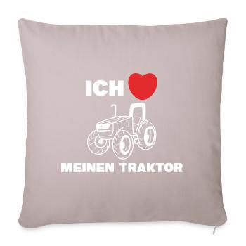 Herz Statement Ich Liebe Traktor Landmaschinen - Sofakissenbezug 45 x 45 cm - helles Taupe - Vorne