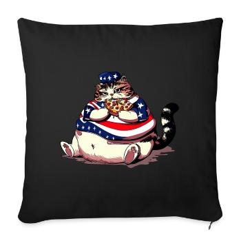Fat American Pizza Cat - Sofa pillowcase 17,3'' x 17,3'' (45 x 45 cm) - black - Front
