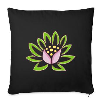 Lotus et nature - Housse de coussin décorative 45 x 45 cm - noir - Devant