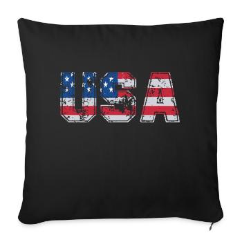 USA US Flag Patriotic America t-shirt - Sofa pillowcase 17,3'' x 17,3'' (45 x 45 cm) - black - Front