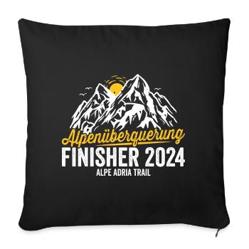 Alpenüberquerung 2024 Alpe Adria Trail Pilgerweg - Sofakissenbezug 45 x 45 cm - Schwarz - Vorne