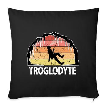 Troglodyte Funny Caving - Potholing Speleology - Sofa pillowcase 17,3'' x 17,3'' (45 x 45 cm) - black - Front