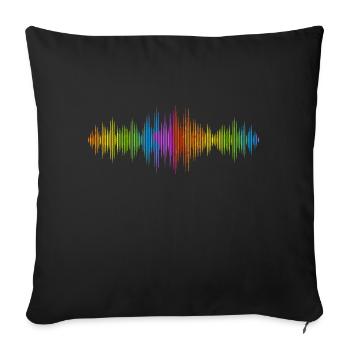 Ondes sonores Music Wave Vintage Retro DJ Heart Disc - Housse de coussin décorative 45 x 45 cm - noir - Devant