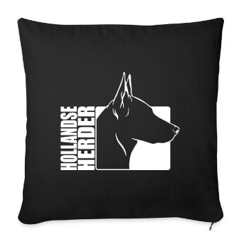 Hollandse Herder Profile Dogs Dog Wilsigns - Sofa pillowcase 17,3'' x 17,3'' (45 x 45 cm) - black - Front