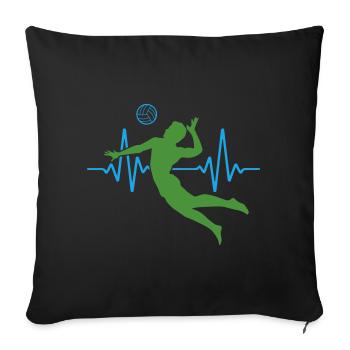 ECG de volleyball battement de cœur | Couleurs changeantes - Housse de coussin décorative 45 x 45 cm - noir - Devant