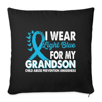 Wear light blue for the grandchild month of the - Sofa pillowcase 17,3'' x 17,3'' (45 x 45 cm) - black - Front