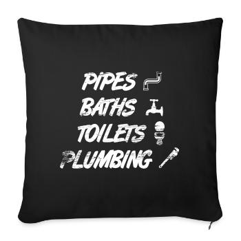 Tuyaux, salles de bains, toilettes, sanitaires - Housse de coussin décorative 45 x 45 cm - noir - Devant