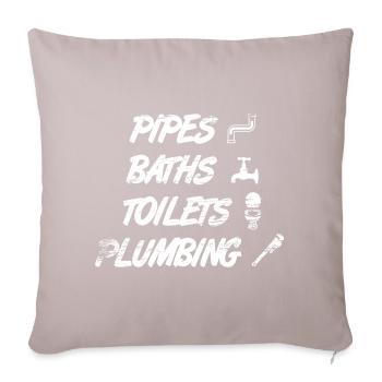Tuyaux, salles de bains, toilettes, sanitaires - Housse de coussin décorative 45 x 45 cm - taupe clair - Devant