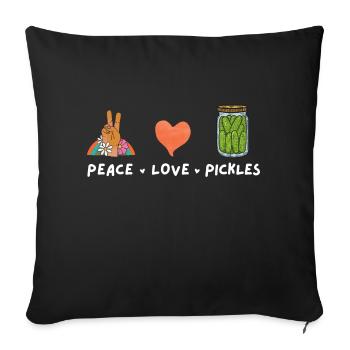 Frieden Liebe Und Gurken Liebhaber Essen Vintage - Sofakissenbezug 45 x 45 cm - Schwarz - Vorne