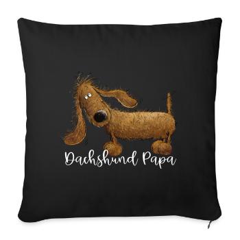 Teckel Papa pour les amateurs de teckels - Housse de coussin décorative 45 x 45 cm - noir - Devant