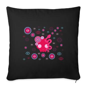 Pink Tentacle Eyes - Sofa pillowcase 17,3'' x 17,3'' (45 x 45 cm) - black - Front