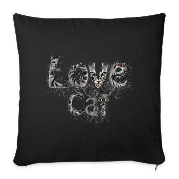 Fluffy Love Cat lettering with cat face - Sofa pillowcase 17,3'' x 17,3'' (45 x 45 cm) - black - Front