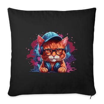 Chat Animal Art I Cool Chat Mignon - Housse de coussin décorative 45 x 45 cm - noir - Devant